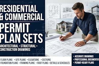 residential and commercial permit set drawing