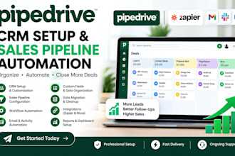setup pipedrive CRM, sales pipeline and workflow automation