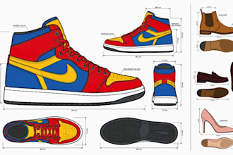design footwear tech pack shoe sneaker boot specs for factory manufacturing