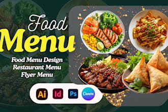 design restaurant menu, chalkboard menu, food flyer and logo