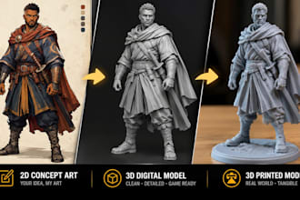 convert 2d image or sketch to 3d printable figurine stl model image to stl cnc