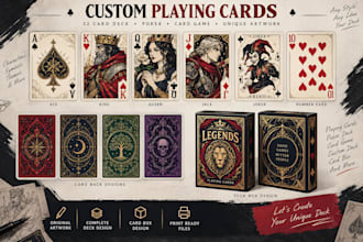 draw custom playing cards 52 card deck poker cards card game art card box design