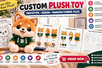 create custom plush toy prototype custom plush design and manufacturing files