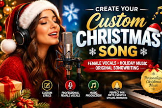 create heartfelt christmas song with custom lyrics and vocals with female singer