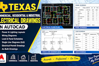 create texas commercial, residential and industrial electrical drawings autocad
