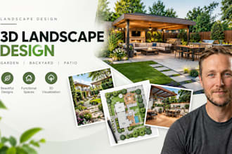 design and render 3d landscape, garden, backyard and patio plans