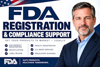 handle fda registration, US agent, device listing and compliance