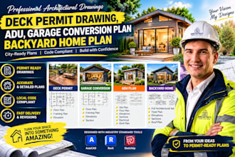 create deck permit drawing adu garage conversion plan backyard home plan