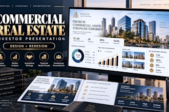 design and redesign commercial real estate presentations for investors