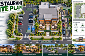 create restaurant development planning layouts commercial site plans