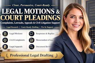 write legal documents legal motion legal complaint legal lawsuits legal appeal