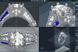 design custom jewelry with 3d cad modeling for rings, pendants and earrings