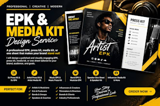 design an attractive music epk, dj press kit, artist media kit and one sheet