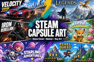 professional steam capsule art, game cover store banner and game header