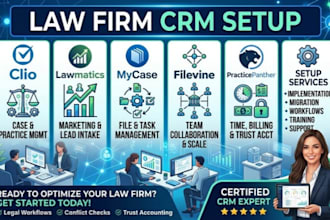 setup law firm CRM clio lawmatics mycase filevine practicepanther smokeball