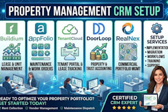 setup property management CRM buildium appfolio tenantcloud doorloop realnex