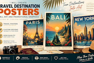create travel destination posters wall art and promotional graphics inspired