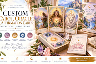 create tarot cards, oracle card, affirmation card, fantasy card games design art