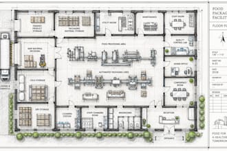 design food packaging facility floor plans and industrial cad blueprints