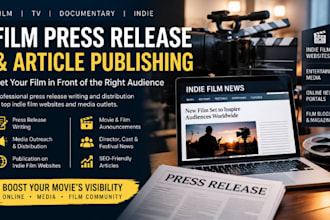 publish film press release or article on top indie film website pr distribution