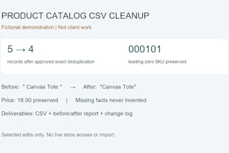 clean and check your product catalog CSV