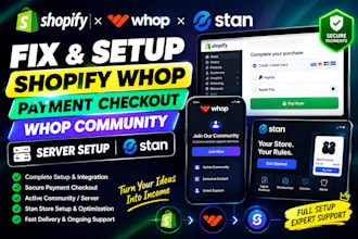 fix setup shopify whop payment checkout whop community, server setup stan store