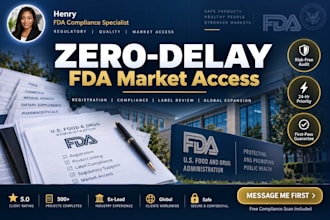 handle fda 510k submission, device listing, ndc, fda registration compliance