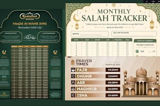 design ramadan calendars, prayer timetables, and islamic daily schedules