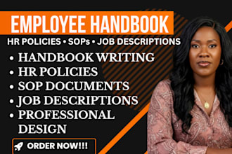 write, edit ,proofread employee handbook, HR policies, sops and job descriptions
