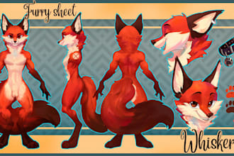 draw furry ref sheet furry reference sheet character design fursona ref sheet