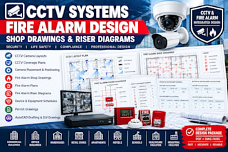 design cctv systems, fire alarm shop drawings and riser diagrams