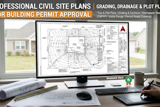 draw civil site plan, grading, drainage, plot plan for building permit