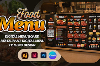 design restaurant digital menu board, TV menu, and food display