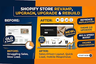 redesign, revamp, copy shopify, clone shopify and upgrade your shopify website