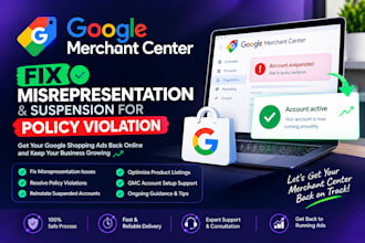 fix google merchant center misrepresentation and suspension for policy violation