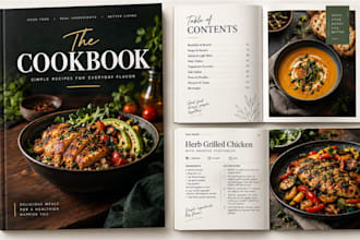 write and design quality cookbook recipe book, cookbook formatting, menu design