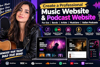 create music website for dj, band, artist, musician, italian podcast website
