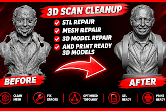 3d scan cleanup stl repair mesh repair 3d model repair and print ready 3d models