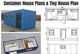 design container house plans, tiny house plans and architectural drawings