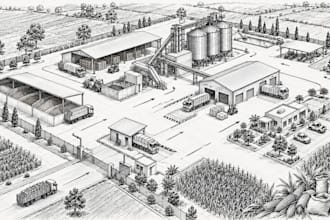 design agricultural processing facility floor plans and industrial cad blueprint