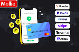 setup and integrate payment gateway, airwallex, paypal, klarna, wise, stripe