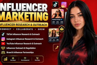 be your influencer marketer for youtube instagram tiktok influecer research