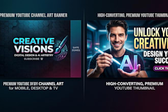design a modern youtube banner and click worthy thumbnail
