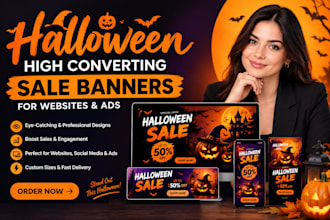 design halloween high converting sale banners for websites and ads