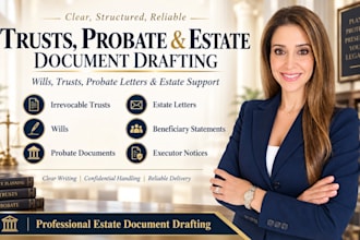 draft irrevocable trusts, probate documents, wills, and estate planning letters