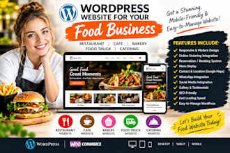 build wordpress restaurant, cafe, bakery, food truck, catering website