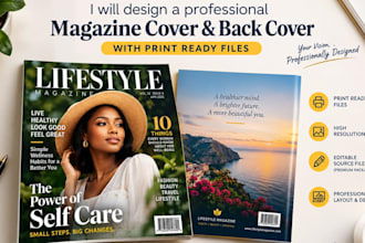 design a professional magazine cover and back cover with print ready files