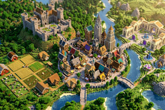 build minecraft city map, survival, creative minecraft builds castle hub builder