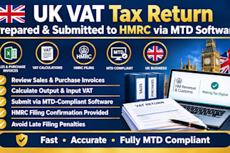 prepare and submit your UK vat tax return to hmrc through mtd compliant