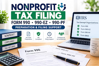 prepare and e file non profit form 990, 990 ez, 990 pf filing irs compliance